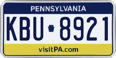 PA license plate KBU8921