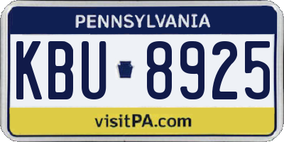 PA license plate KBU8925