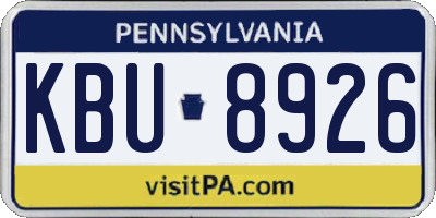 PA license plate KBU8926
