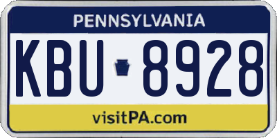 PA license plate KBU8928