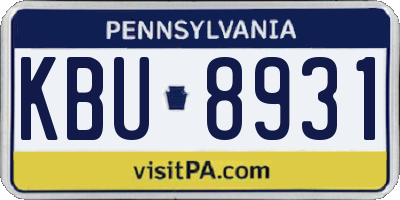 PA license plate KBU8931