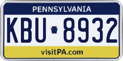 PA license plate KBU8932