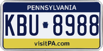 PA license plate KBU8988