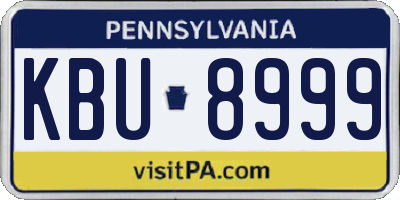 PA license plate KBU8999