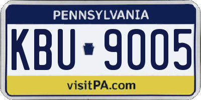PA license plate KBU9005