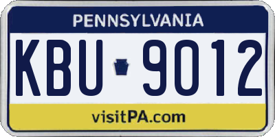PA license plate KBU9012
