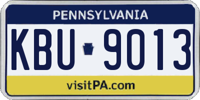 PA license plate KBU9013
