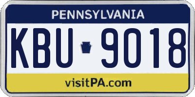 PA license plate KBU9018