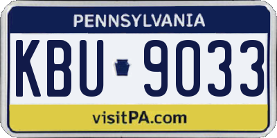 PA license plate KBU9033