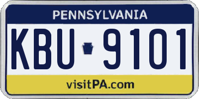 PA license plate KBU9101