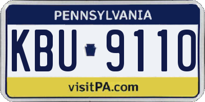 PA license plate KBU9110