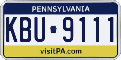 PA license plate KBU9111