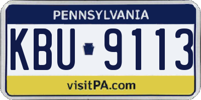 PA license plate KBU9113