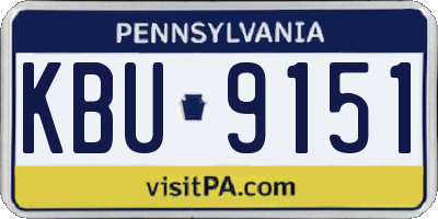 PA license plate KBU9151