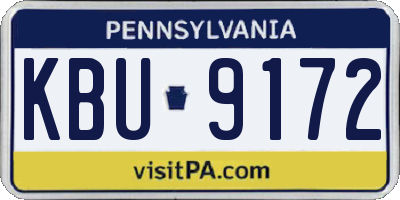 PA license plate KBU9172