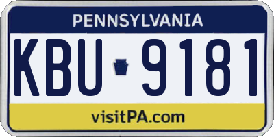 PA license plate KBU9181