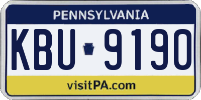 PA license plate KBU9190