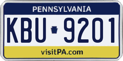 PA license plate KBU9201