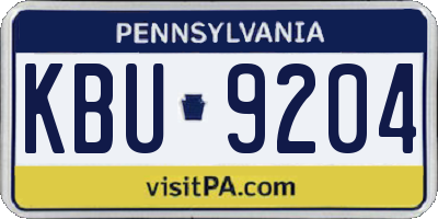 PA license plate KBU9204