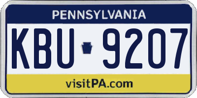 PA license plate KBU9207
