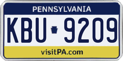 PA license plate KBU9209