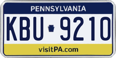PA license plate KBU9210