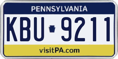 PA license plate KBU9211