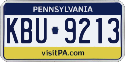 PA license plate KBU9213