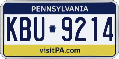 PA license plate KBU9214
