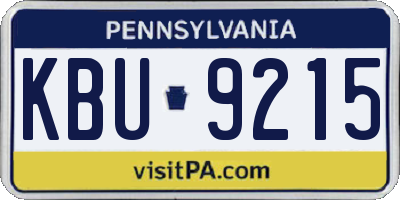 PA license plate KBU9215
