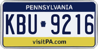 PA license plate KBU9216