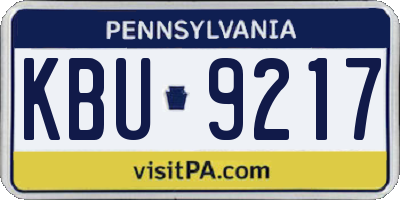 PA license plate KBU9217