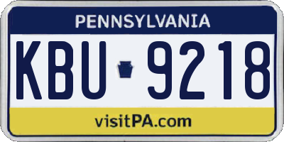 PA license plate KBU9218