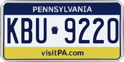 PA license plate KBU9220