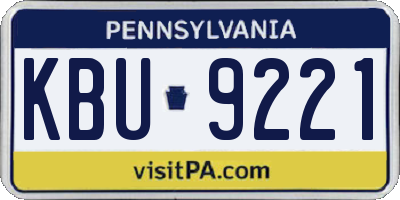 PA license plate KBU9221