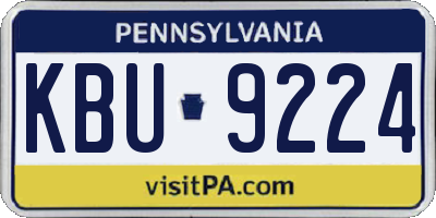 PA license plate KBU9224