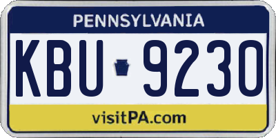 PA license plate KBU9230