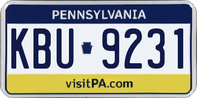 PA license plate KBU9231