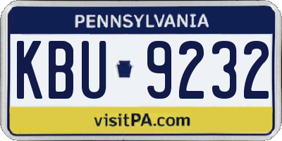 PA license plate KBU9232