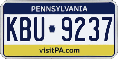 PA license plate KBU9237