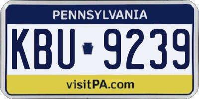 PA license plate KBU9239