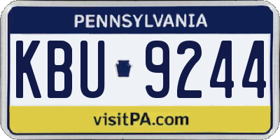 PA license plate KBU9244