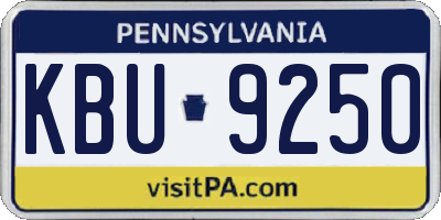 PA license plate KBU9250