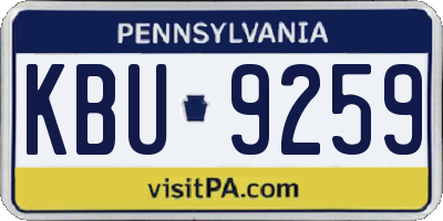 PA license plate KBU9259