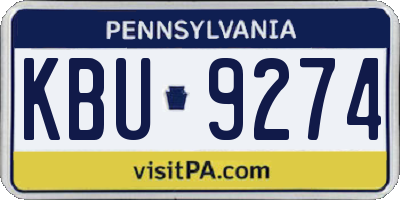PA license plate KBU9274