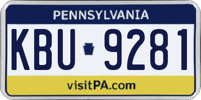 PA license plate KBU9281