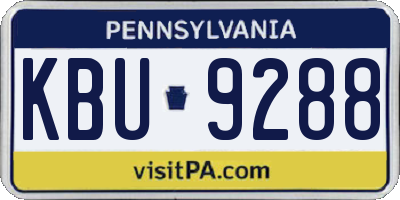 PA license plate KBU9288