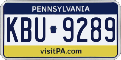 PA license plate KBU9289