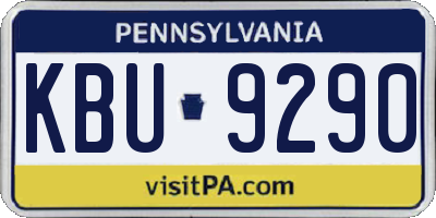 PA license plate KBU9290