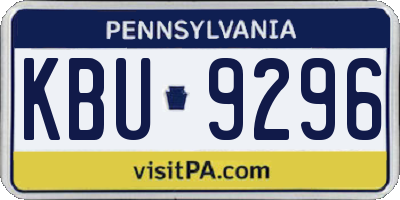 PA license plate KBU9296